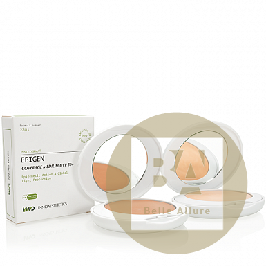 INNO-DERMA EPIGEN COVERAGE UVP 50+ Солнцезащитная крем-пудра Эпиген UVP 50+, тон светлый, тон медиум,  14 г, фото